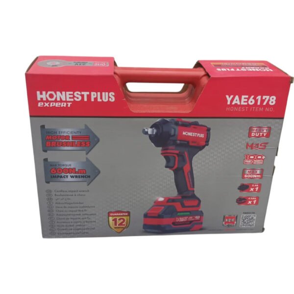 Boulonneuse Clé a choc sans-fil brushless 600n.m 21v HONESTPLUS YAE6178