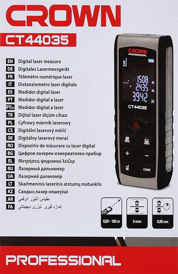 Télémètre Laser 100 Mètre CROWN | CT44035