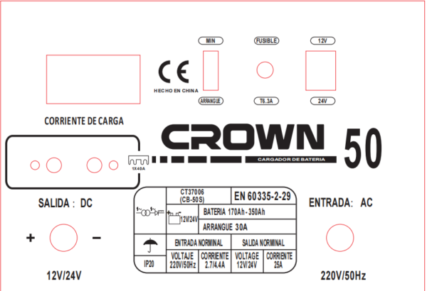 CT37006-1 Chargeur Batterie Intelligent 12/24V 180W LCD ct37006 (cb-30s) Crown – Sécurité & Polyvalence (Copy)