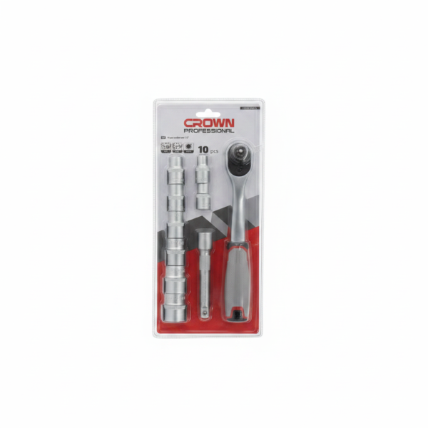 Bras douille cliquet 1/2" de 250 mm en chrome vanadium avec 10 pcs CROWN cphsw rxd12