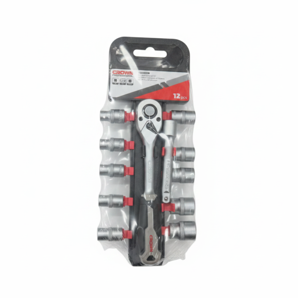 Bras douille cliquet 1/2"  en chrome vanadium avec 12 pcs CROWN cphsw rxb12