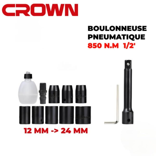 Clé à chocs Pneumatique 1/2"  850 NM CROWN CT38080