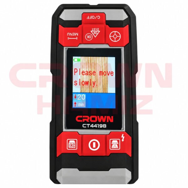 scaner détecteur metal et bois 100mm multifunction + niveau laser 2 lignes + metre laser CROWN CT44198TB