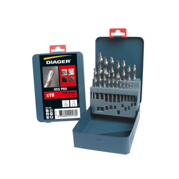 Jeu de foret 19 pcs hss pro ( 1mm a 10mm ) // ref: 745d DIAGER