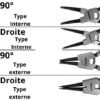 Jeu de 4 Pinces Circlips 180mm droite/coudée 90° CROWN | CPHPL-CPXA4